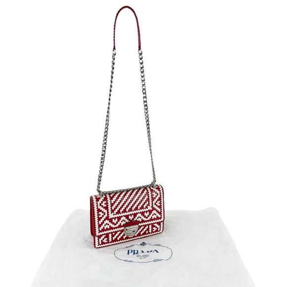 Prada Madras Leather Woven Crossbody Bag - Picture 4 of 10